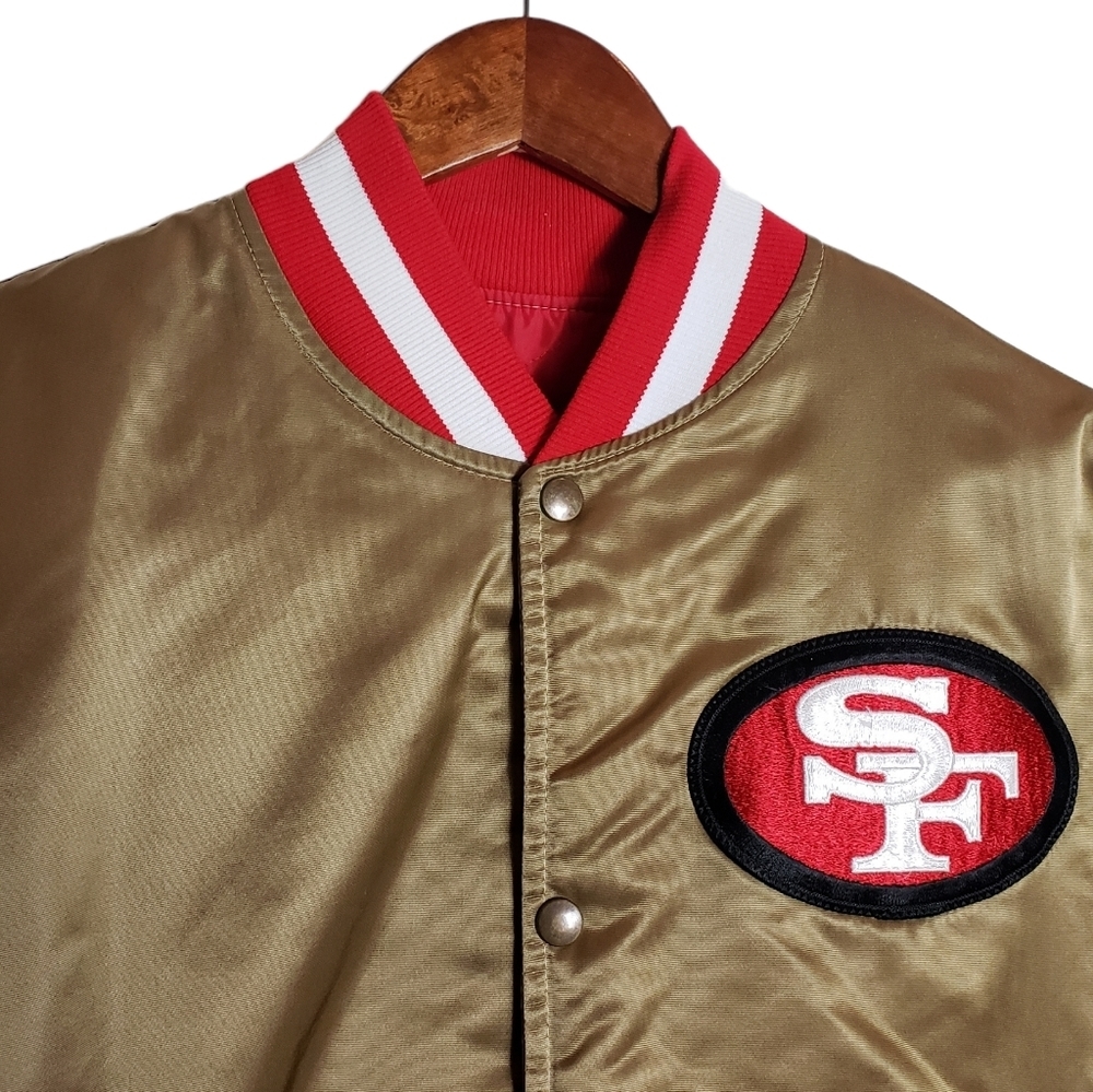 Vtg San Francisco 49ers Starter Jacket Gold Satin Bomber Sz L Old School 80s 90s - Picture 4 of 17